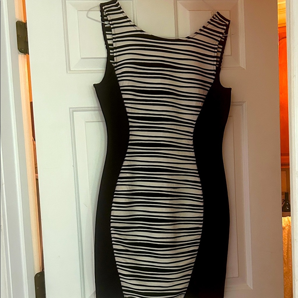Stylish Monochrome Striped Mini Dress